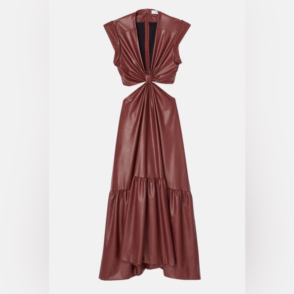 A.L.C. Alexandria Faux Leather Cut-Out Midi Dress in Cranberry size 8